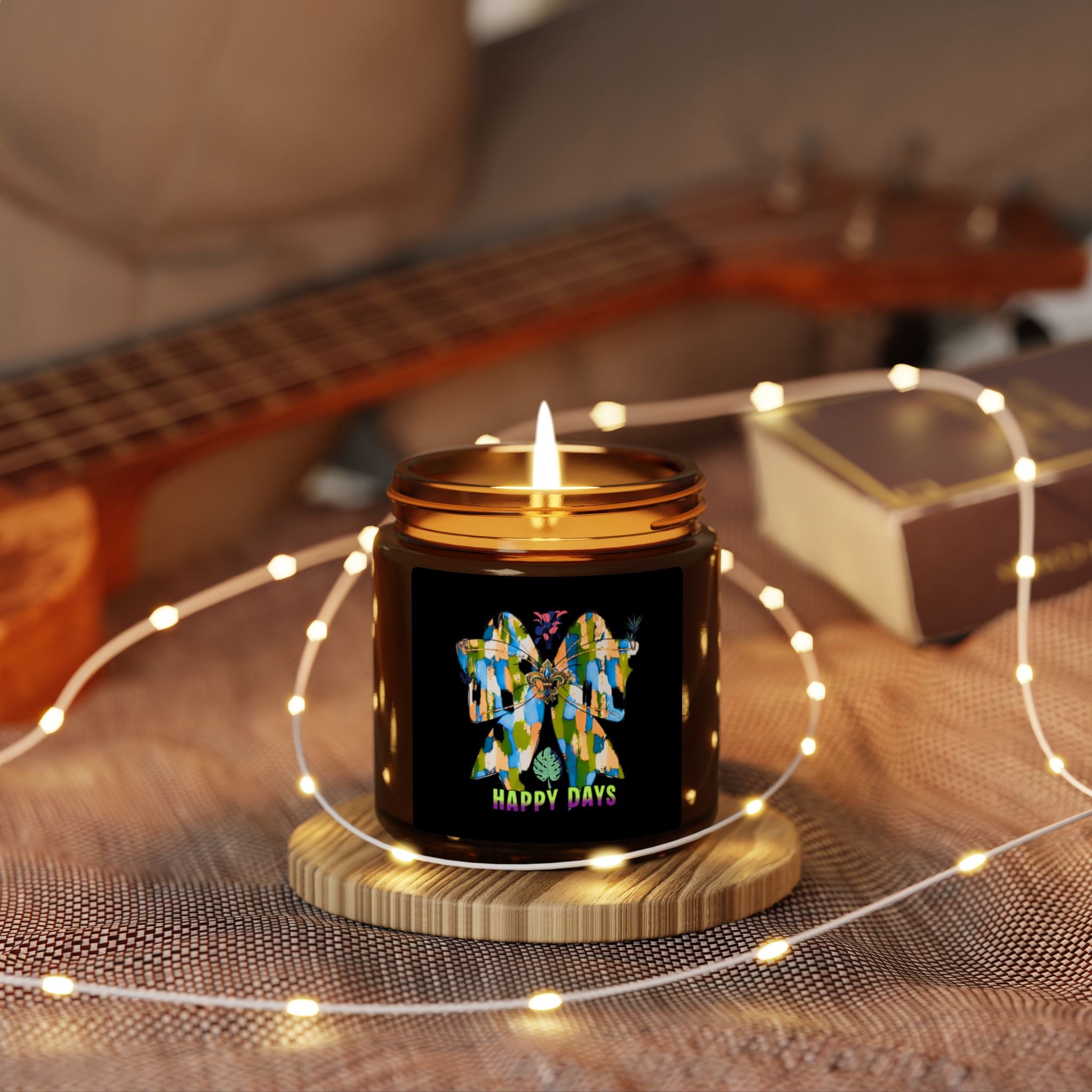 Colorful Mosaic Angel Happy Days Candle