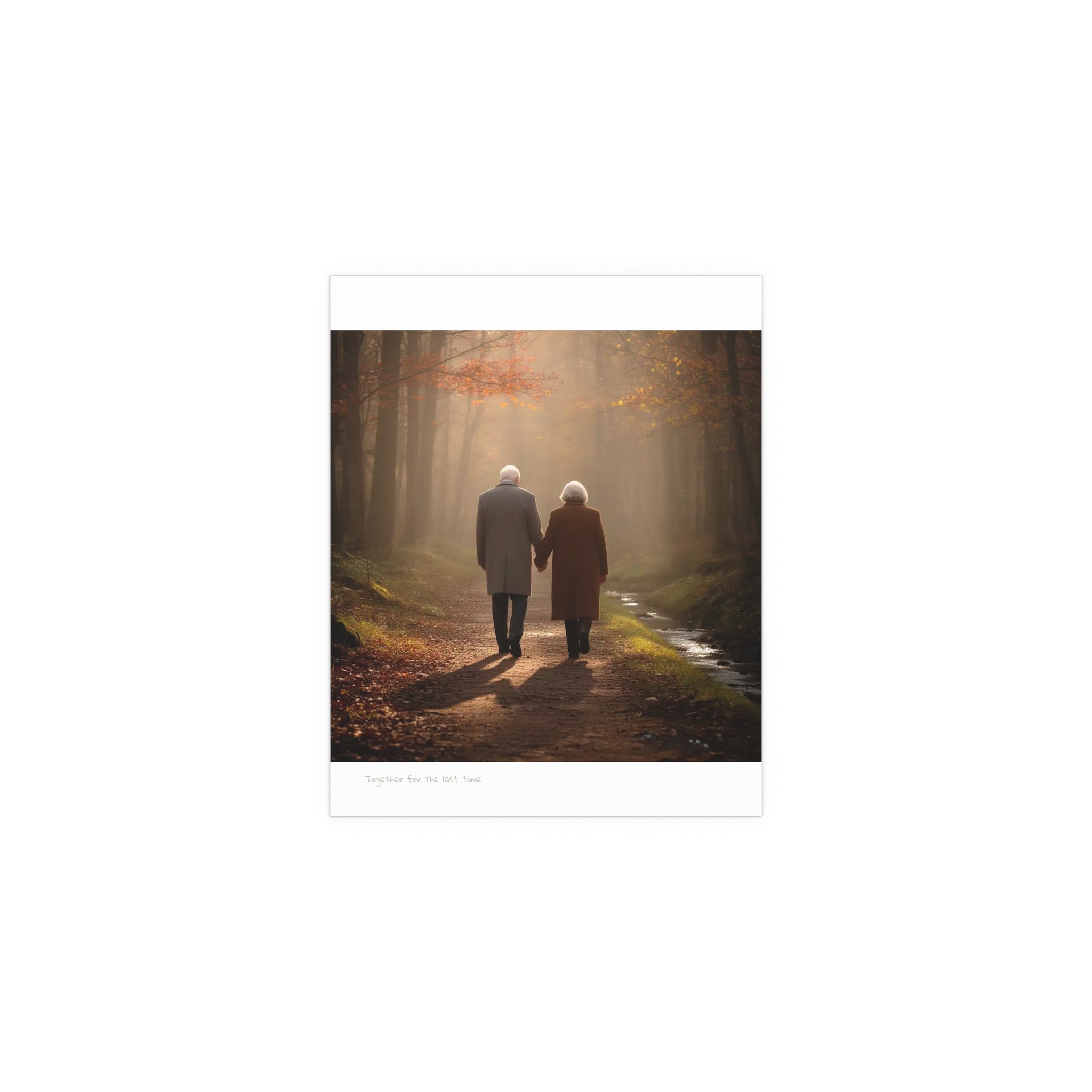 Silk Poster — "Together for the Last Time" Elderly Couple Walking in Forest