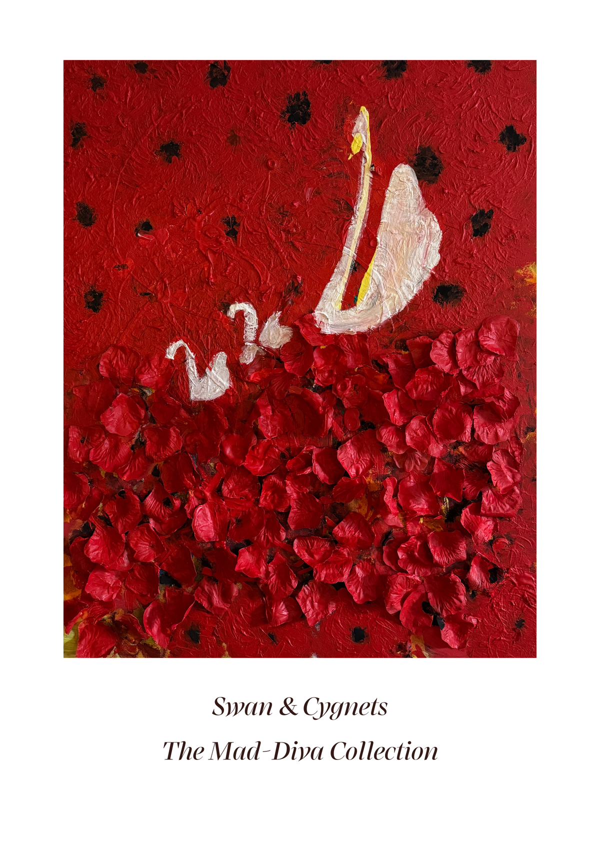 Swan-and-cygnets-on-floating-poppies